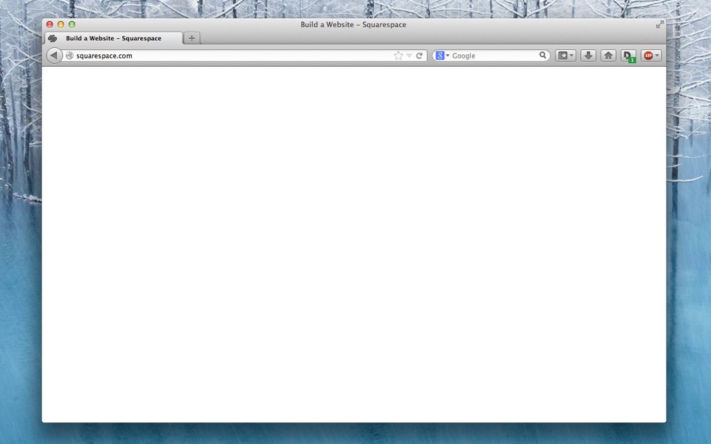 A screenshot of squarespace.com when JavaScript fails to load and it displays a blank white screen